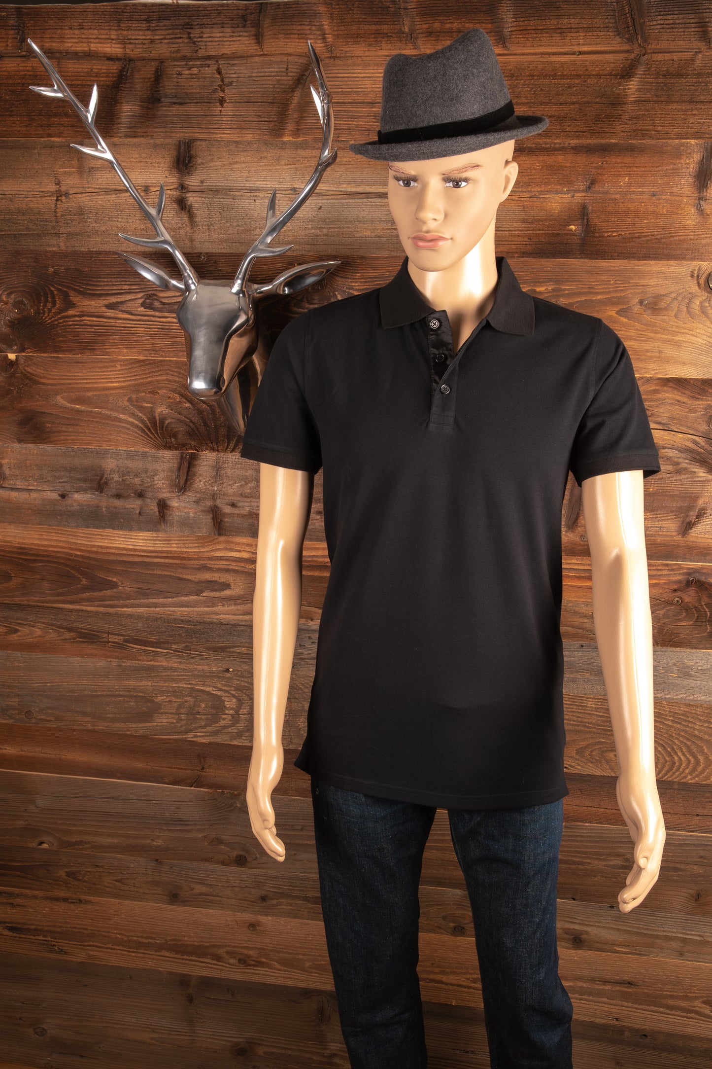 Jet Polo T-Shirt kurzarm - Farbe schwarz