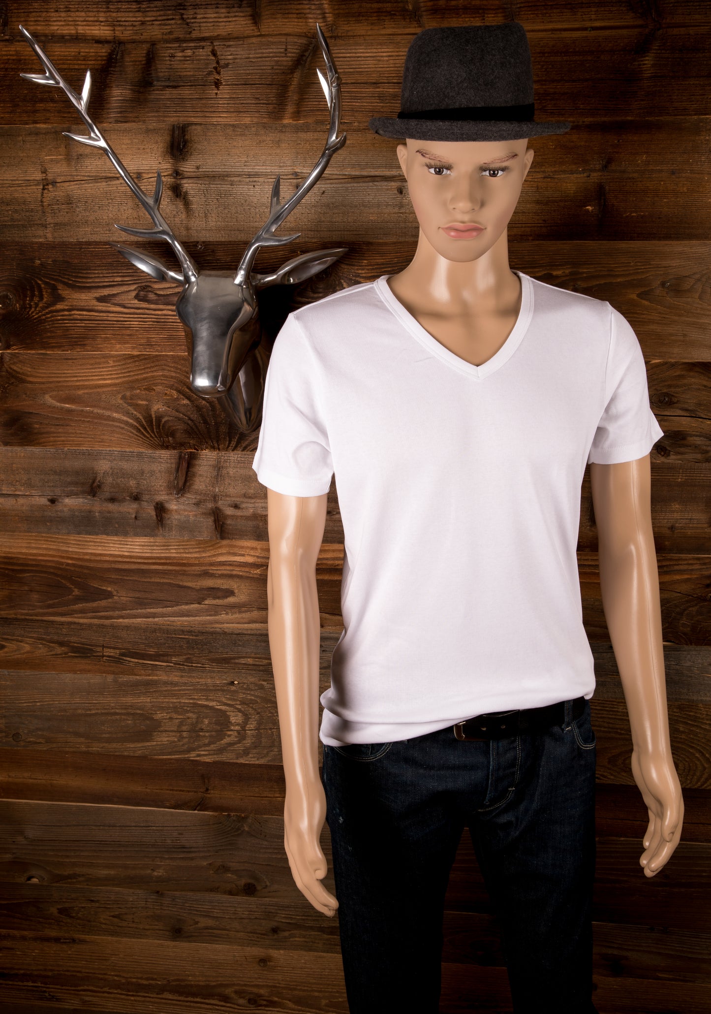 Clint V-Neck T-Shirt kurzarm - Farbe weiss