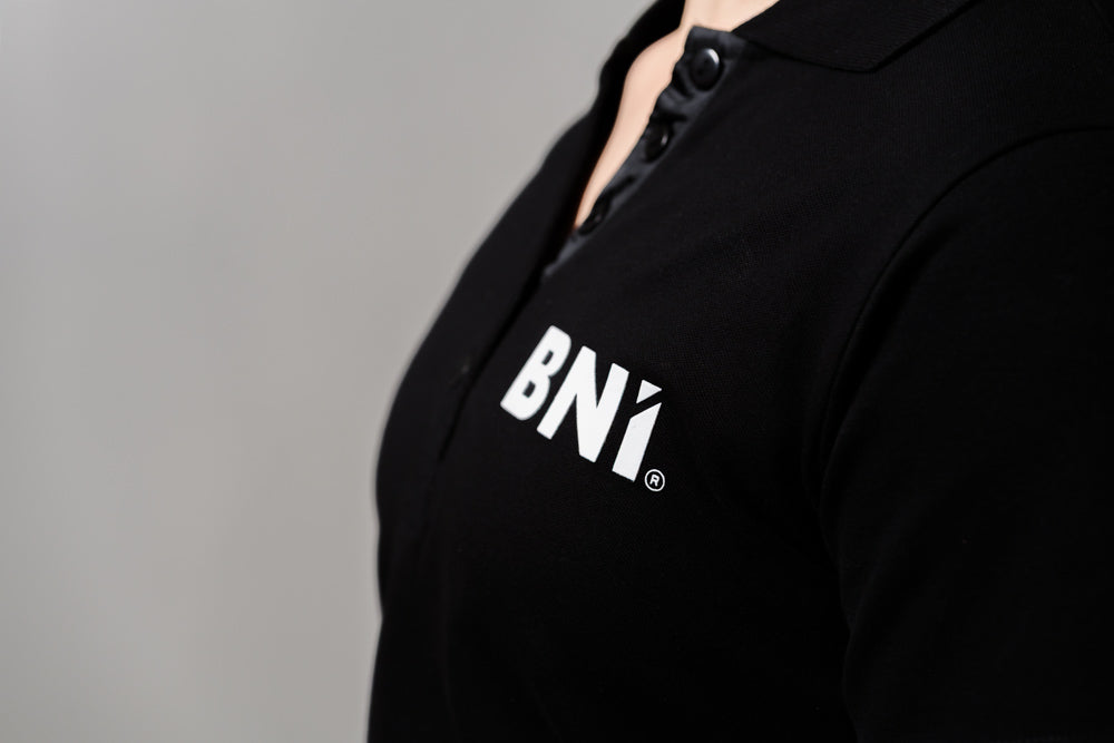 "Lilly" Damen Business 5 Button Polo Shirt S/S mit High Density BNI Print
