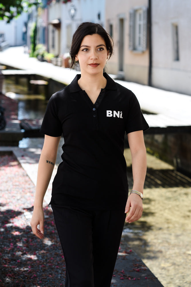 "Lilly" Damen Business 5 Button Polo Shirt S/S mit High Density BNI Print