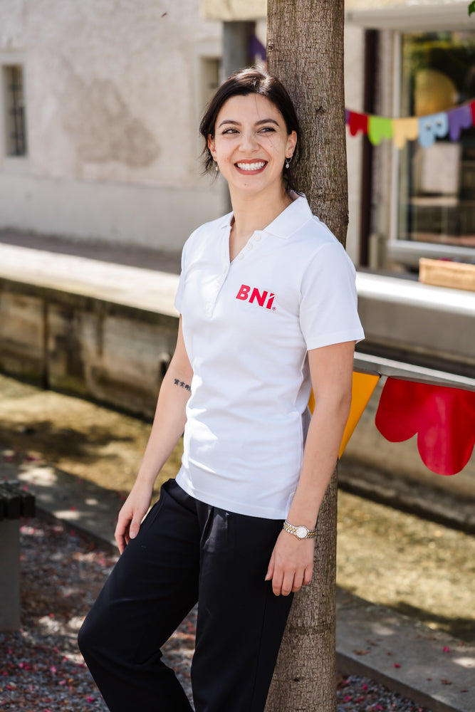 "Lilly" Damen Business 5 Button Polo Shirt S/S mit High Density BNI Print