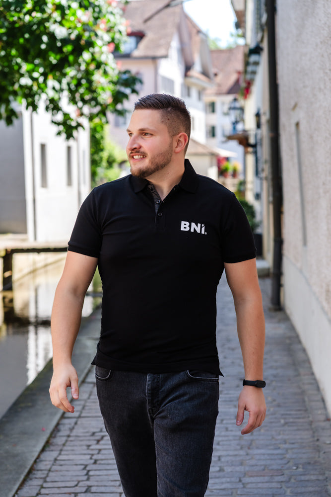 "Jet" Herren Business 3 Button Polo Shirt S/S mit High Density BNI Print