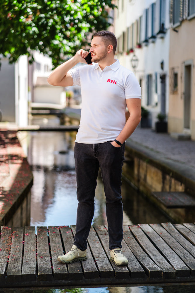 "Jet" Herren Business 3 Button Polo Shirt S/S mit High Density BNI Print