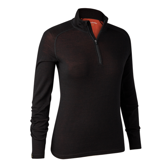 Lady Quinn Damen Merino-Unterhemd mit ½-Reißverschluss